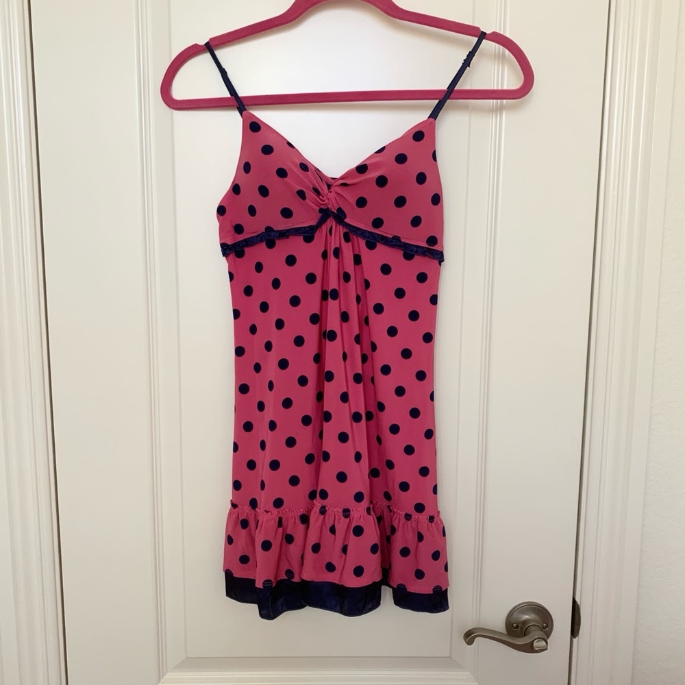 Jenni Pink and Navy Polka Dot Chemise